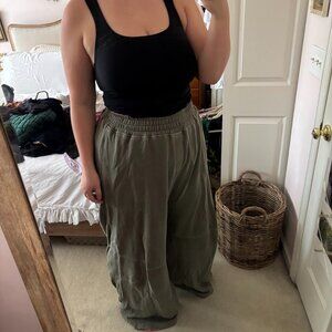 Free People Olive Green Wide Leg Pants